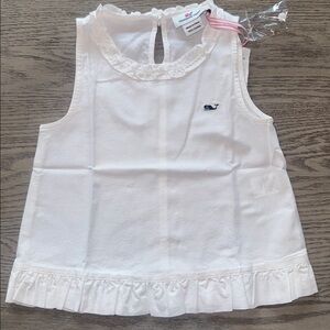 Vineyard Vines White Ruffle Trim Sleeveless Top